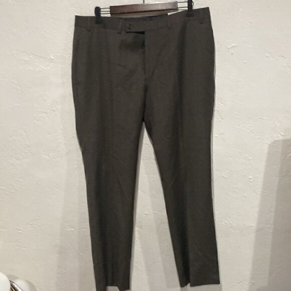 NWT Lauren Ralph Lauren Brown/Blue Flat Front Slacks- 36Wx30L - Picture 1 of 7